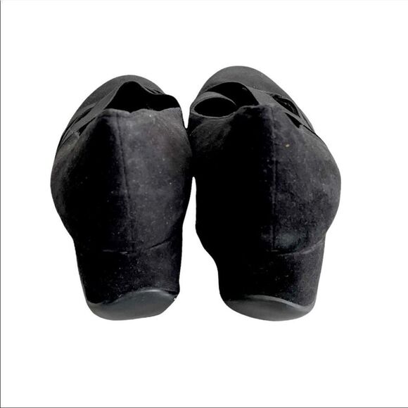 BROWNS Black Suede Slip On Wedge Shoes With Elastic 7.5 - Picture 8 of 10